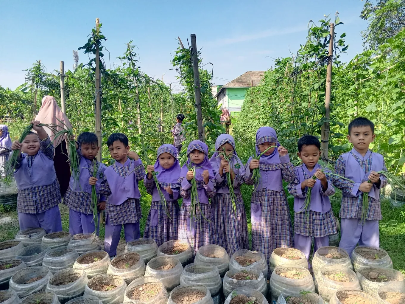 Anak-anak TK Nurul Islam belajar berkebun